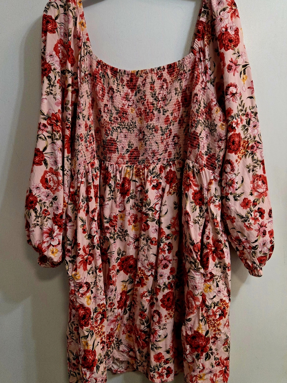 Old Navy Pink Floral Smocked Top